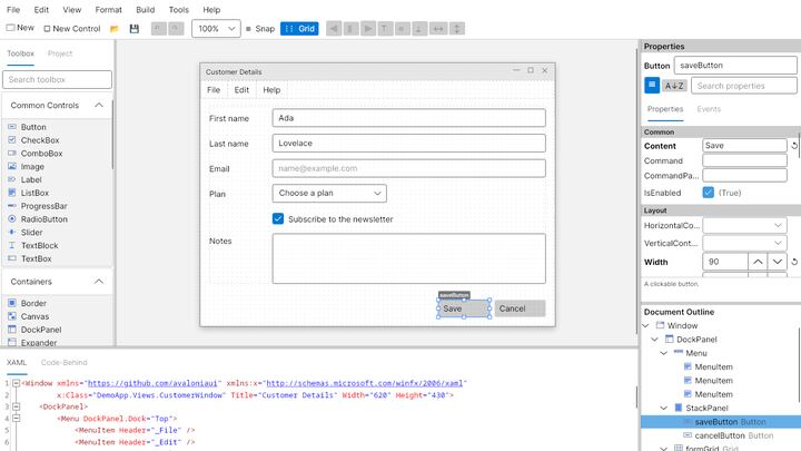 AVAUIDesigner screenshot